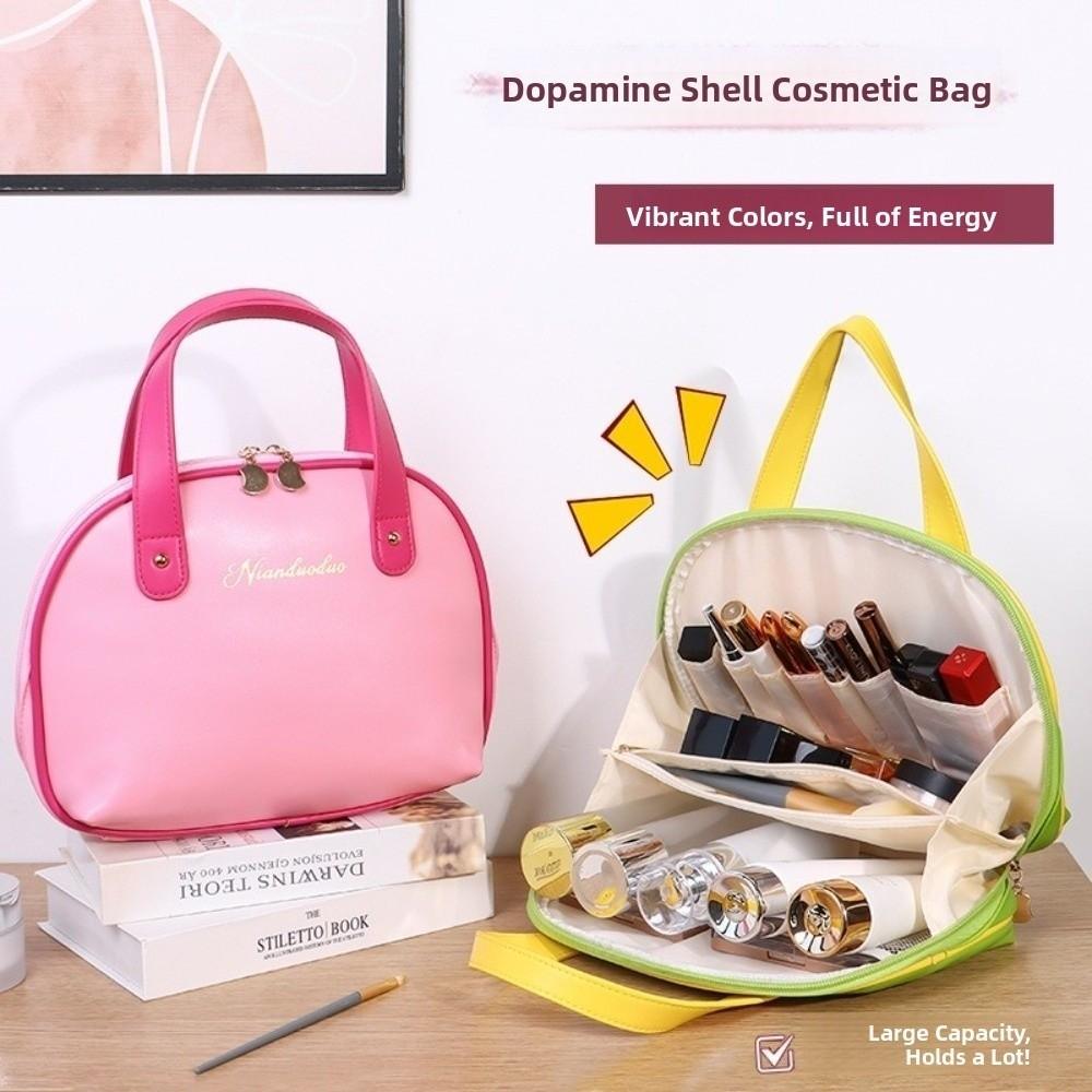 Storage Container PU Cosmetic Bag Large Capacity Washing Bag Portable Handheld  Make Up Bag  Girls