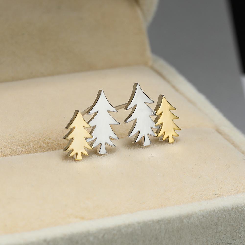 

Two-Tone Asymmetrical 3D Christmas Tree Earrings