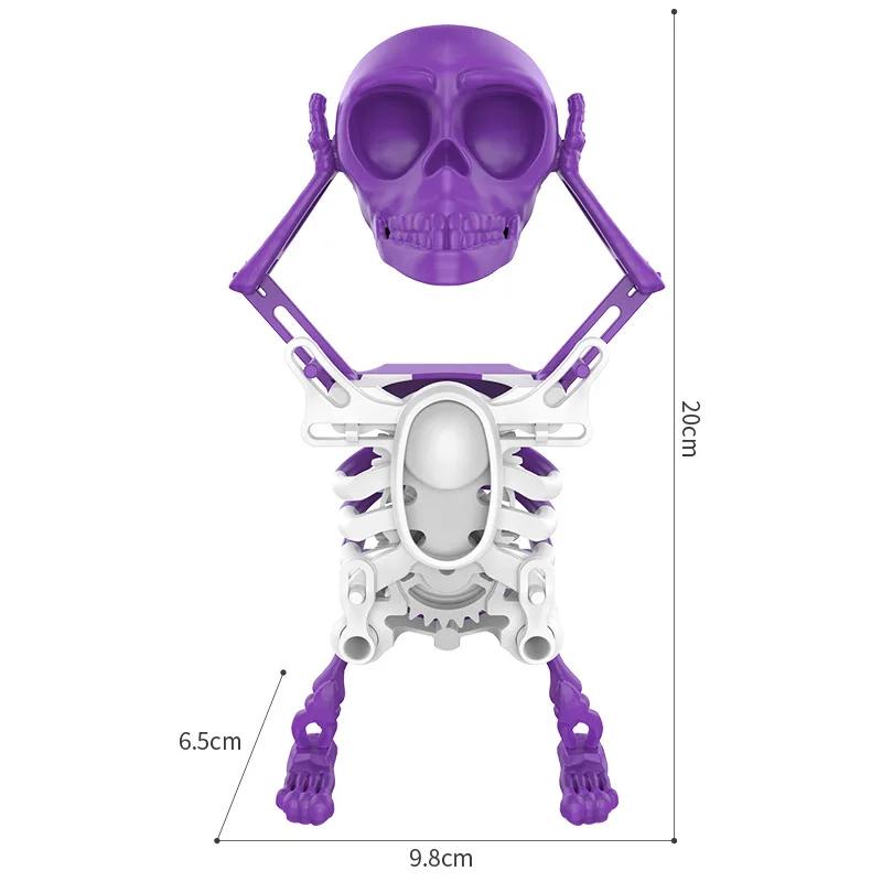 Wind-up Dancing Skeleton Toy Children Toddlers Desktop Mini 3D Print Shaking Skull Doll Spring Clockwork Toy Funny Birthday Gift Idea
