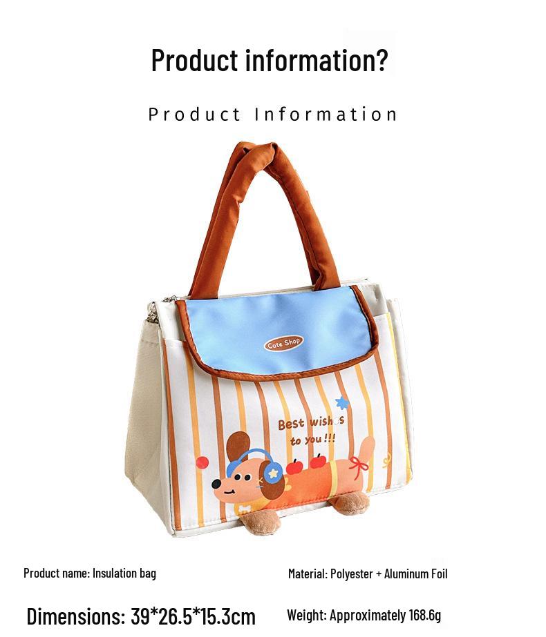Cartoon Cute Double-Layer Insulated Lunch Bag for Students & Office Workers