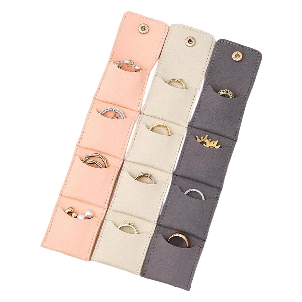 Jewelry Travel Bag Travel Ring Holder Trendy Foldable Divided Case with Buckle for Airplane Beach Vacation Honeymoon Wedding