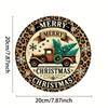 Landhausstil Runde Metallblechschild 8x8 Zoll Weihnachts-Kranz Leopard LKW Wand Tür Haus Bar Dekor