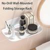 Foldable No-Drill Wall Mounted Storage Rack, White Plastic Multi-Compartment Shelf for Bathroom & Home Organizer