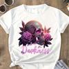 Ronde Nek T-shirt Gotisch Schedel & Rozen Grafisch T-shirt Dames T-shirt Korte Mouw Mode Casual Top voor Zomer & Lente Dameskleding Moederdag