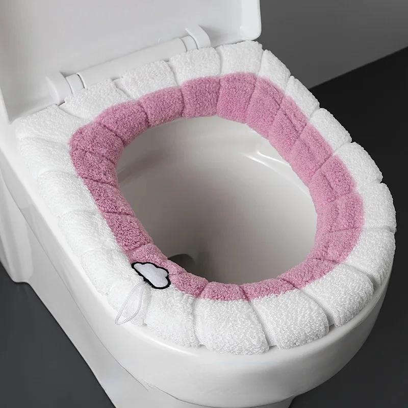 Universal Toilet Seat Cushion Thick Plush O-shaped Toilet Seat Toilet Cover with Handle Nordic Bathroom Accessories