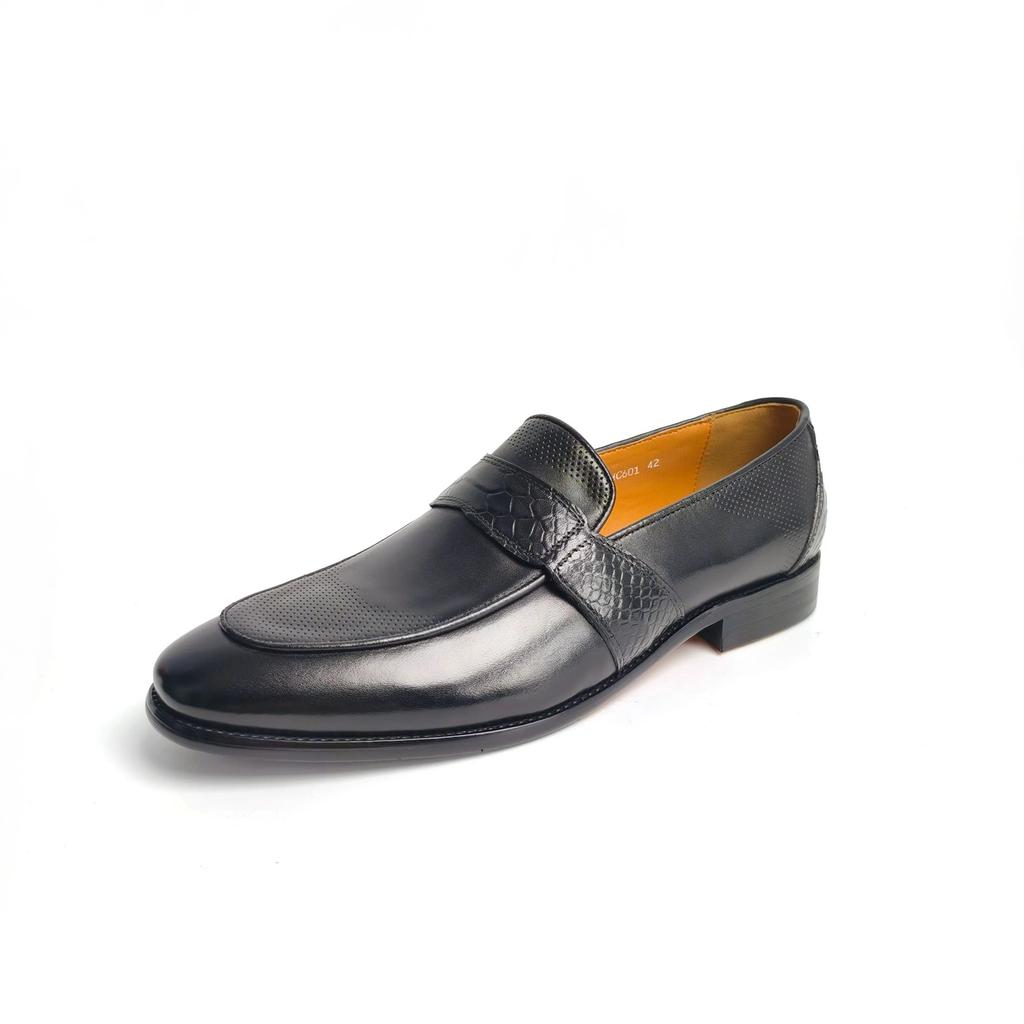 Fashion Comfortable Loafer Shoes For Men Casual Daily Wearing Office Handcrafted Black Fashion Printing Breathe Genuine Leather Shoe Men