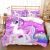 Unicorn Queen Duvet CoverPink Flowers Bedding Set For Kids Girls BedroomRomantic Sparkle Galaxy Stars Comforter Cover Unicorn