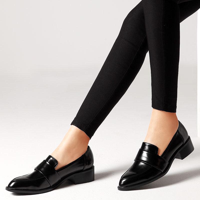 Fashion Pointed toe widen strap loafers women sewing slip on shallow mouth moccasins solid microfiber 2 wear women shoes over size 34-42