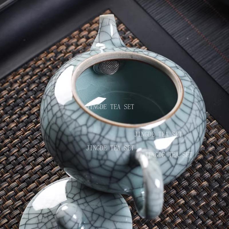 Ice Cracked Glazed Ceramic Teapot Household Large Capacity Teapot Chinese Style Tea Pot with Filter Kungfu Tea Set Teaware