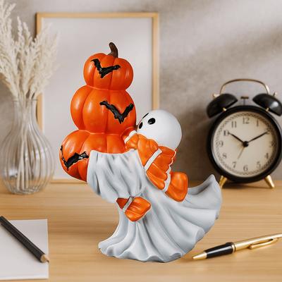 Funny Resin Ghost Statue Cartoon 3D Sculpture Ghost Sculpture White Ghost Halloween Figurine Halloween Party
