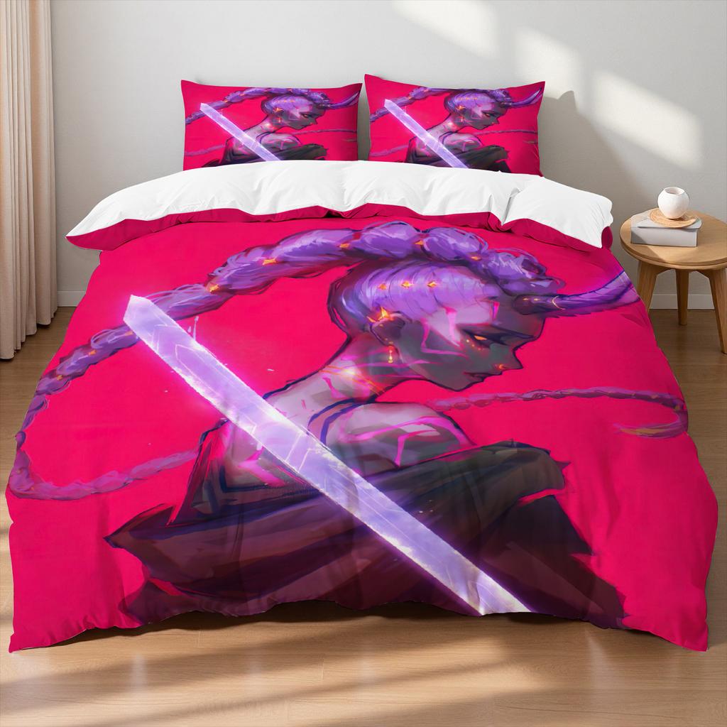 D-Demon Hunters Villain Themed K-Pop Bedding Set Colorful Print Polyester Bed Sheet Duvet Cover Kid Gift Home Textile