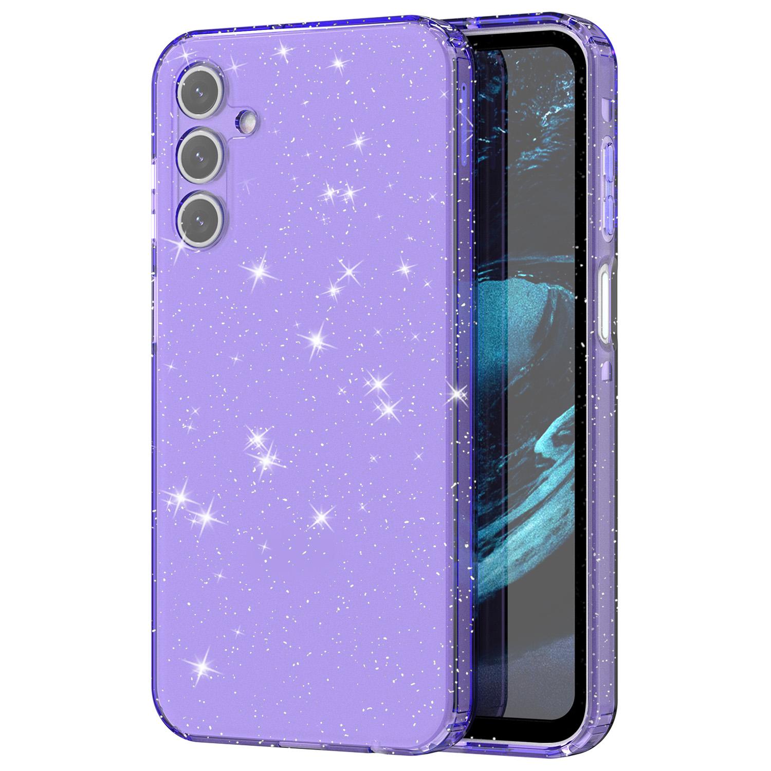 

For Samsung Galaxy A15 5G Case Shockproof Glitter TPU Phone Cover Transparent Purple