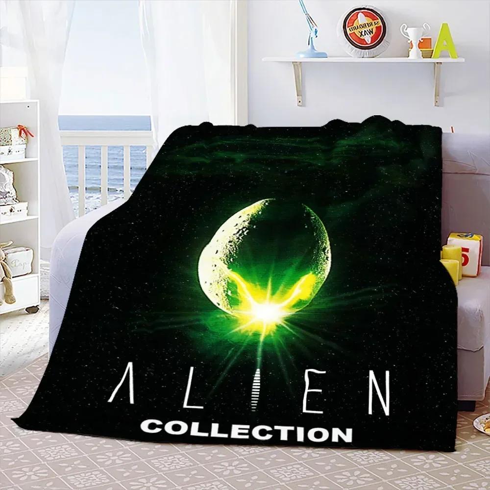 Weiche Überwurfdecke aus dem Film „Aliens“, Weltraummonster, bedruckt, Tagesdecke, Sofa-Couch-Bezüge, Reise-Camping-Decke, Geschenk für Kinder und Erwachsene