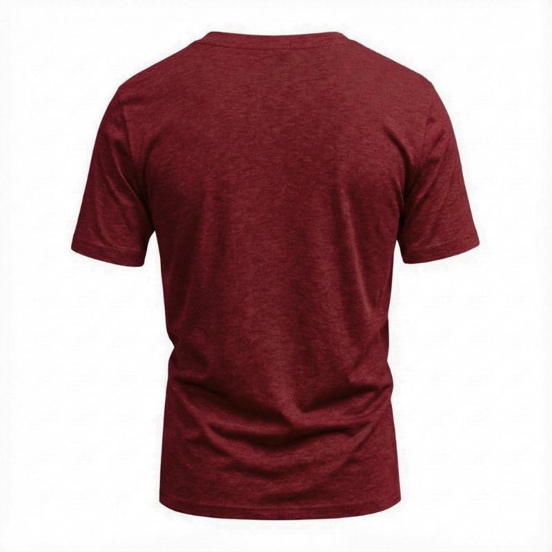 Men V Neck Short Sleeve T Shirt Slim Fit Solid Color Casual Basic Top