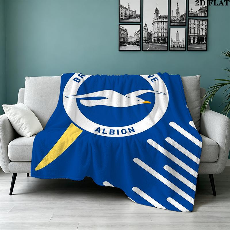 Brighton & Hove Albion FC Print Flannel Blanket High Quality Warm Comfortable Cover for All Seasons Perfect for Gifts Home Decor