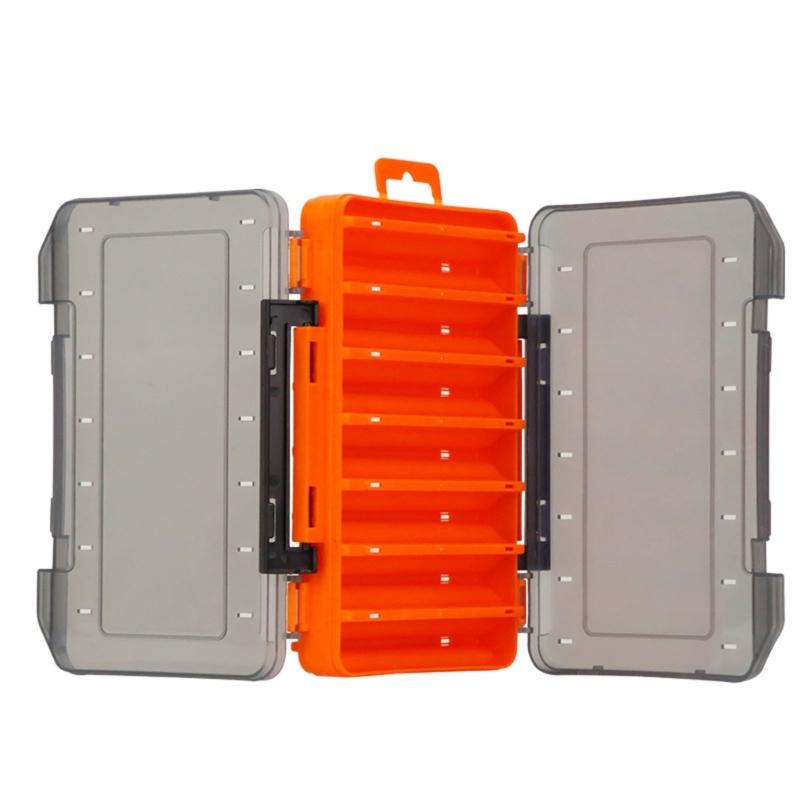 Klare doppelseitige Köderbox mit sicherem Verschluss, leichtes, wasserdichtes Design für Angelwerkzeuge und Kleinteile