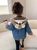 Girls' Fleece-Lined Denim Jacket - Warm Korean Style Autumn/Winter Cotton-Padded Top for Little Girls