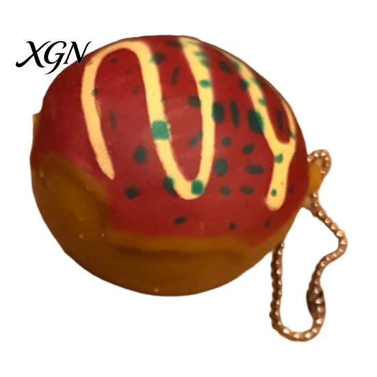 Soft TPR Squeeze Toy with Hanging Chain Simulated Octopus Meatball Shape Portable Keychain Stress Relief Ball Material Pinching Decompressing