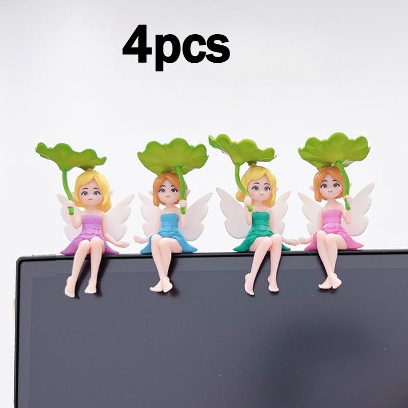 

4pcs Resin for Lotus Fairy Girl Figurine Car Center Console Figurine, Desktop Cute Decorative Figurine, Micro Landscape Figurine