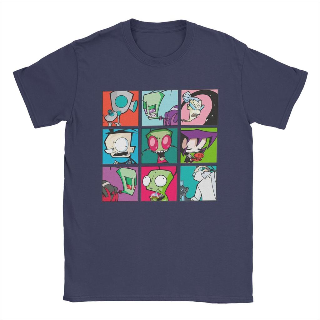 Funny Invader Zim Characters T-Shirt for Men Round Neck Pure Cotton T Shirt Short Sleeve Tees Adult Tops