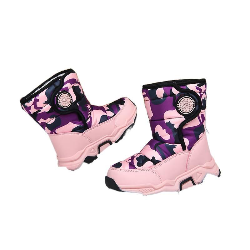 Children's Snow Boots 2025 Winter Thickened Velvet Non-slip Flat-soled Cotton Shoes Waterproof Cotton Boots Outdoor Men's and Women's Medium and