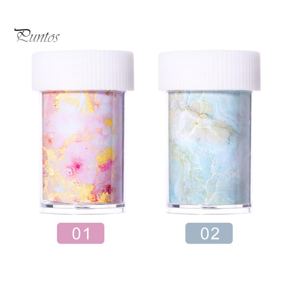 Puntos Nail Art Marble Stained Starry Sticker Pink Blue Foil Manicure Transfer Decals