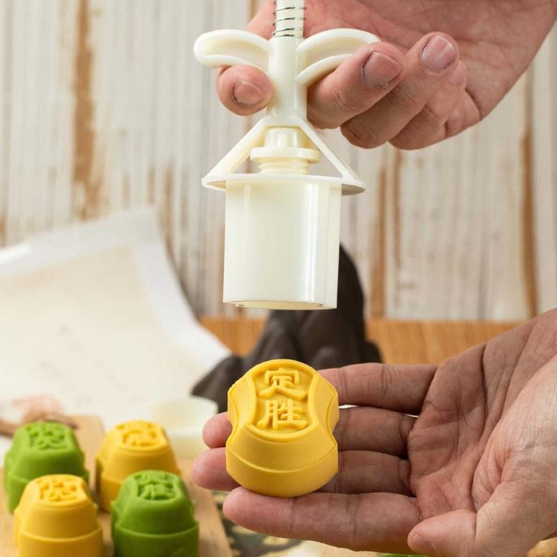 Hand Pressure Mooncakes Molding Set with 2 Pattern 25/50g Cake and Fondant Stamp for Crafting Green Bean Pastries