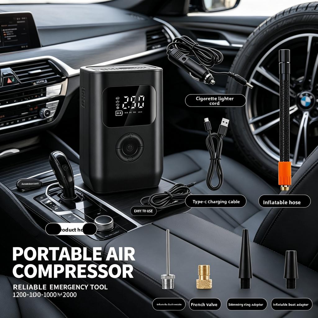 Wireless Portable Air Compressor for Car Digital Electric Emergency Inflator Pump