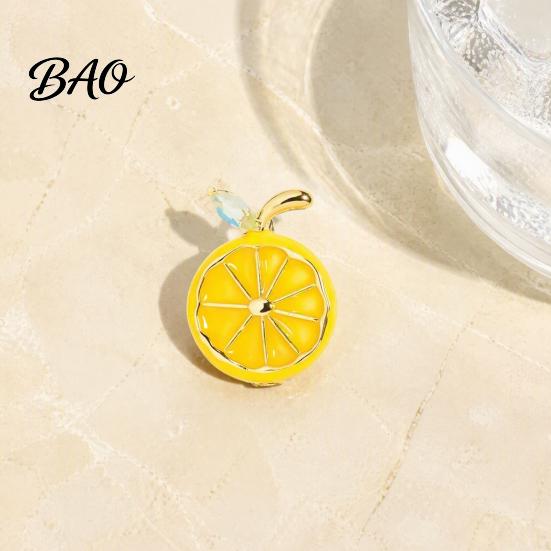 Fruit Pin with Rhinestone Leaf Lemon Slice Brooch Pin, Oil Dripping Women Girls Leaf, Decorative Badge for Clothes Bags Scarves Outfit Embellishment