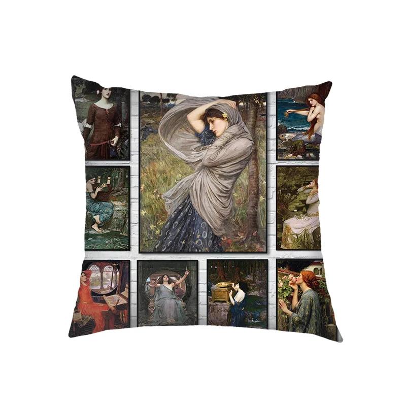 Artist John William Waterhouse Cushion Cover Religious Goddess Angel Pillowcase for Sofa Home Decor Throw Pillow Case Covers