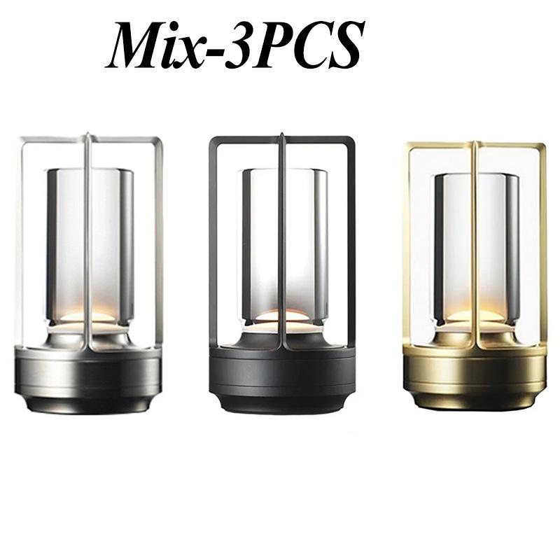 LED Cordless Table Lamp Retro Bar Metal Desk Lamps Rechargeable Touch Dimming Night Light Restaurant Bedroom Home Outdoor Decor