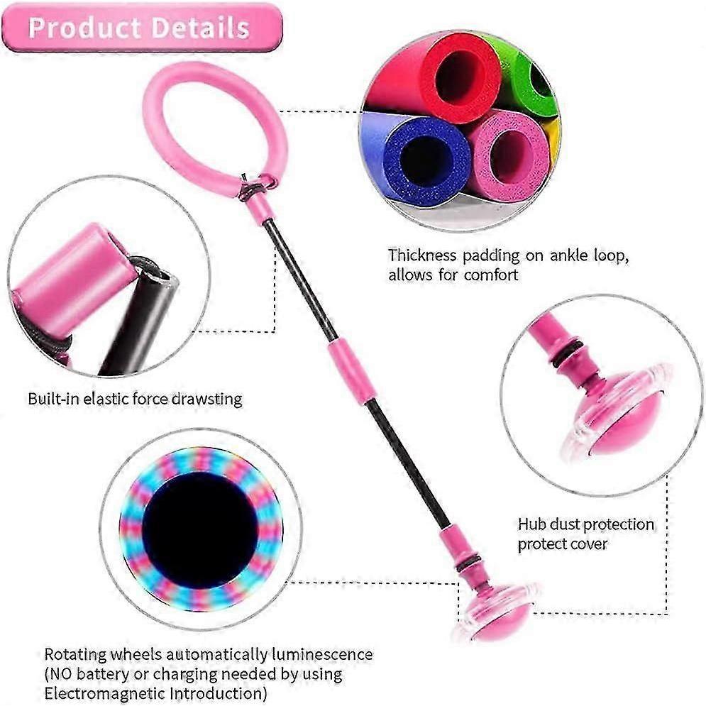 Jumping Ball with LED Light for Kids - Flashing Jump Ring, Spinning Gyro, Foldable