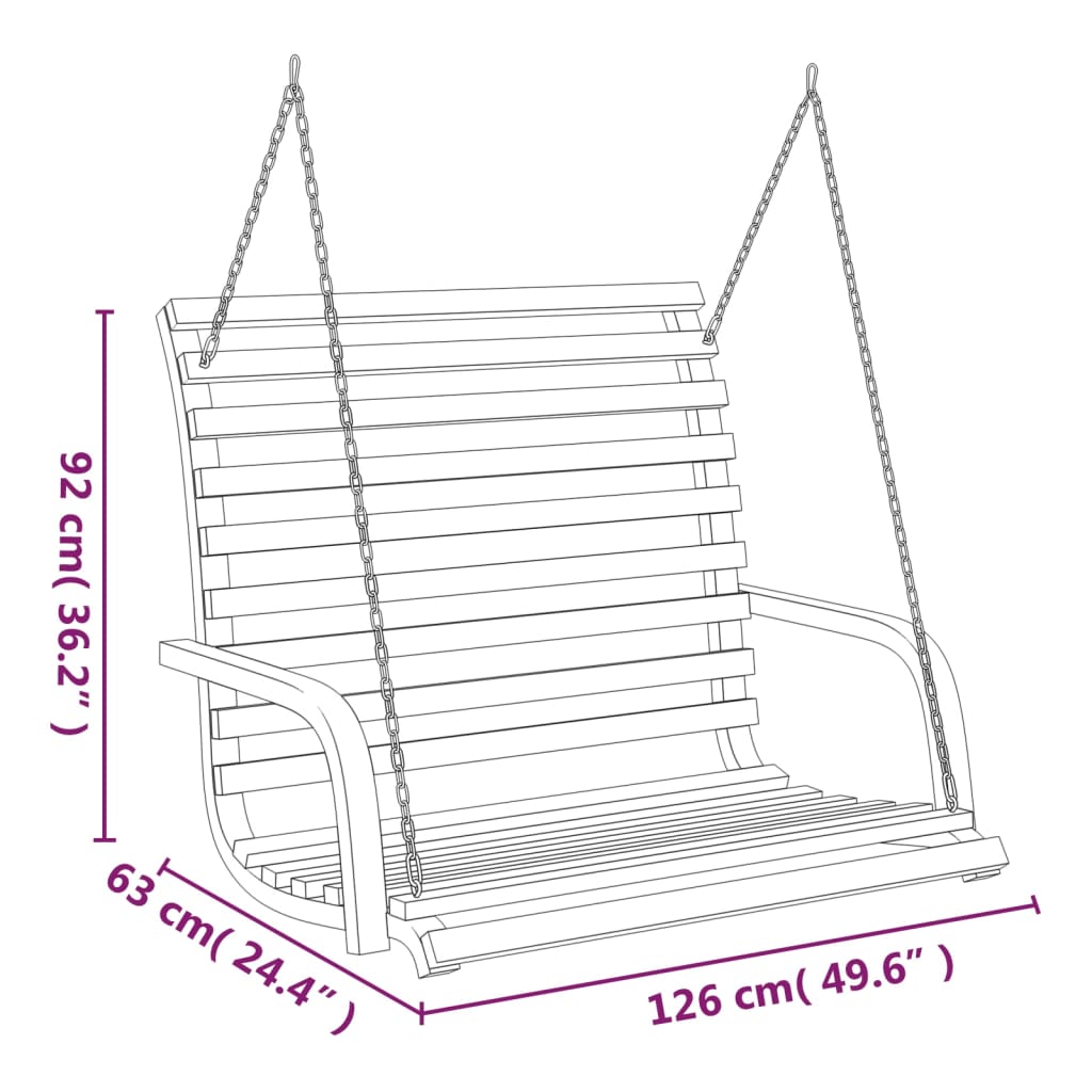 Solid Bentwood Swing Bench with Teak Finish 126 x 63 x 92 cm
