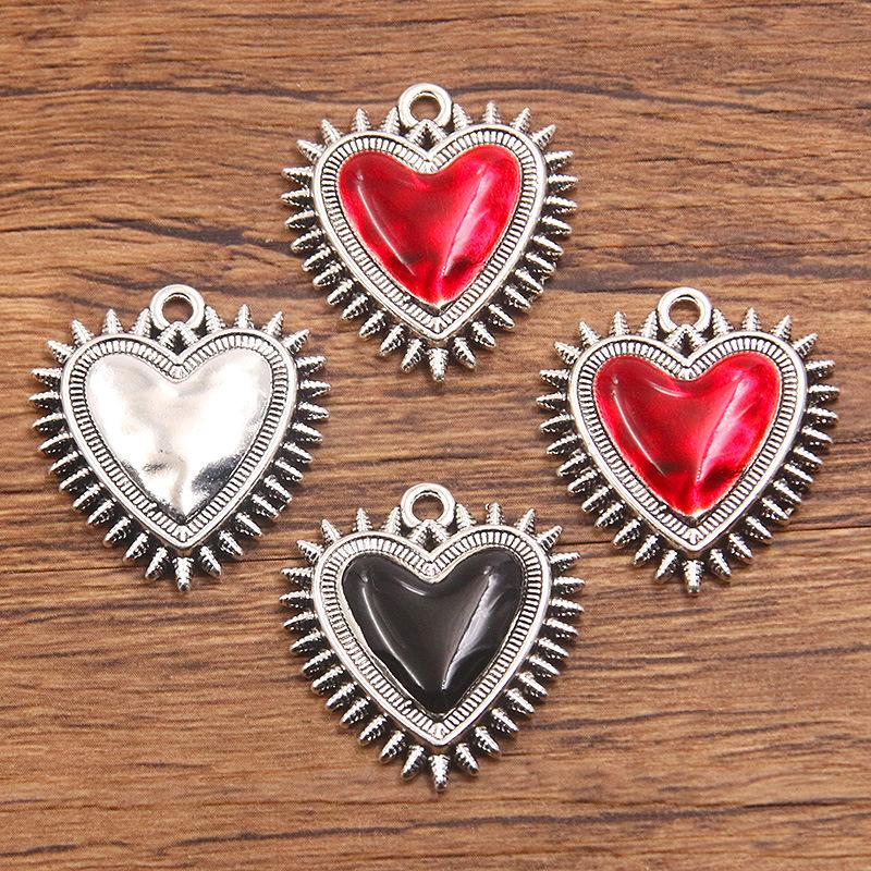 10Pcs 25X27mm Retro Gothic Peach Heart Pendant DIY Jewelry Accessories