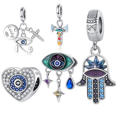 Charms Plata Heart Evil Eye Cross Beads Copper Plated For Charms Copper Plated Original Bracelet For Jewelry Making
