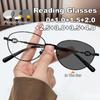 Stylish Small-Frame Oval Photochromic Presbyopia Glasses Versatile Metal-Frame High-Quality Anti Blue Light Goggles for Women