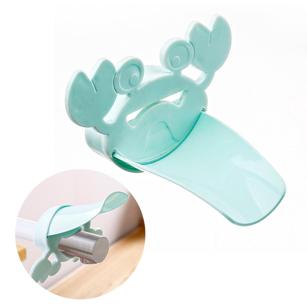 Children Hand Washer Faucet Extender Cartoon Crab Shape Extension Spout Accessory Green