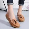 Autumn mother shoes single shoes women's flat bottom women's Doudou shoes genuine leather flat heel soft sole leather shoes large size women's shoes