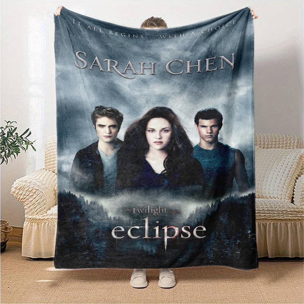 Name Custom Twilight Poster Print Flannel Blanket High Quality Warm Comfortable Cover for All Seasons Perfect for Gifts Home Decor