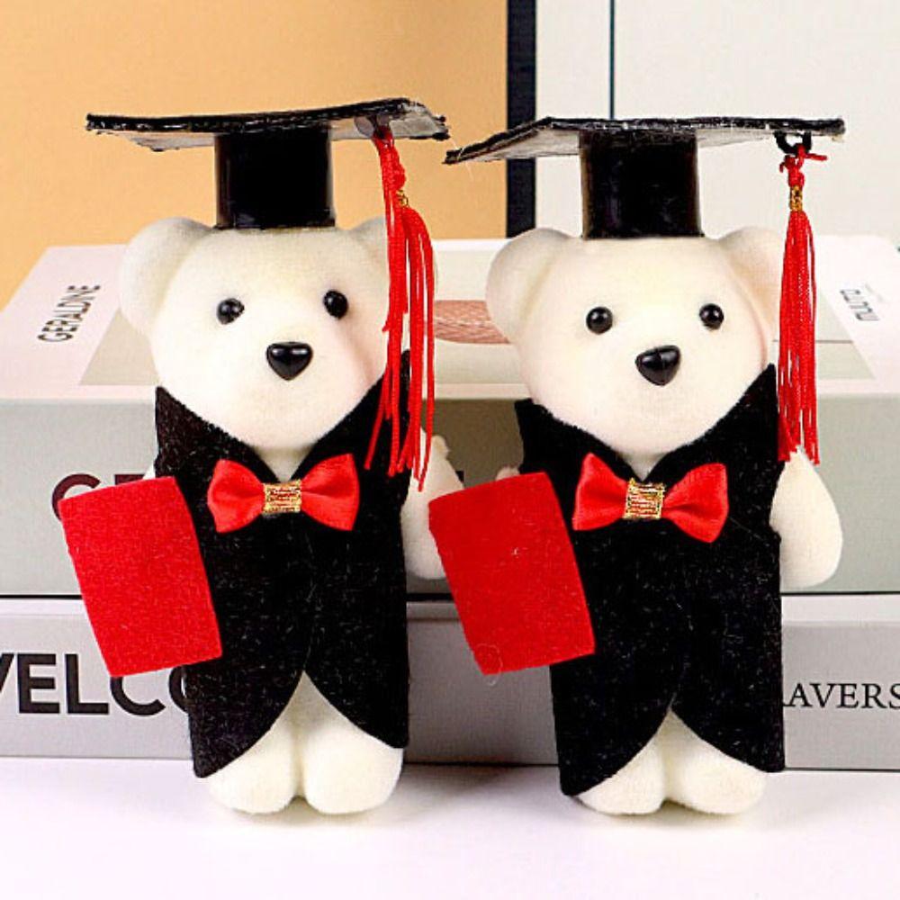 10 pcs/set Graduation Season Mini Bear Flower Bouquet Bachelor Bear Plush Toy  School Graduate Gifts