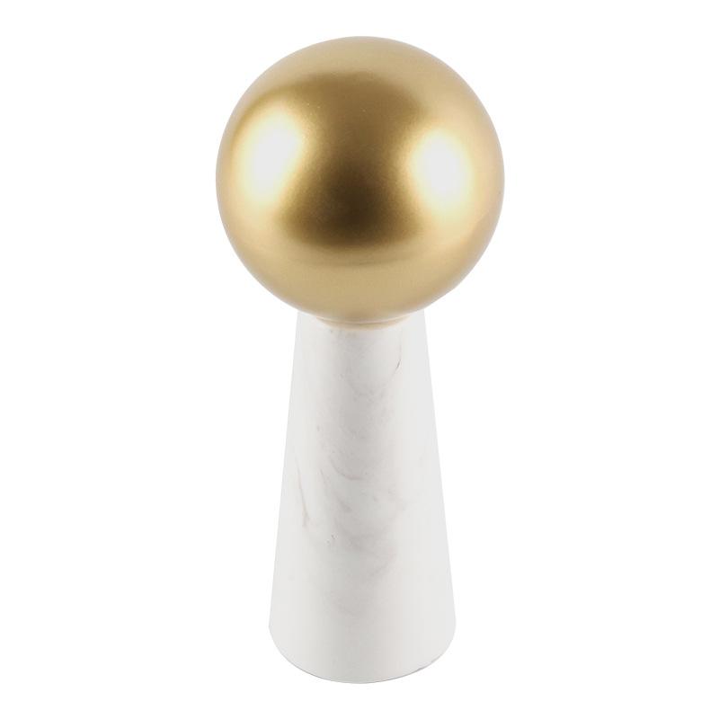 Golden Ball Marble Statue Geometric Cone Metal Spherical Ornaments Natural Marble Metal Figurine Home Decoration Accessories