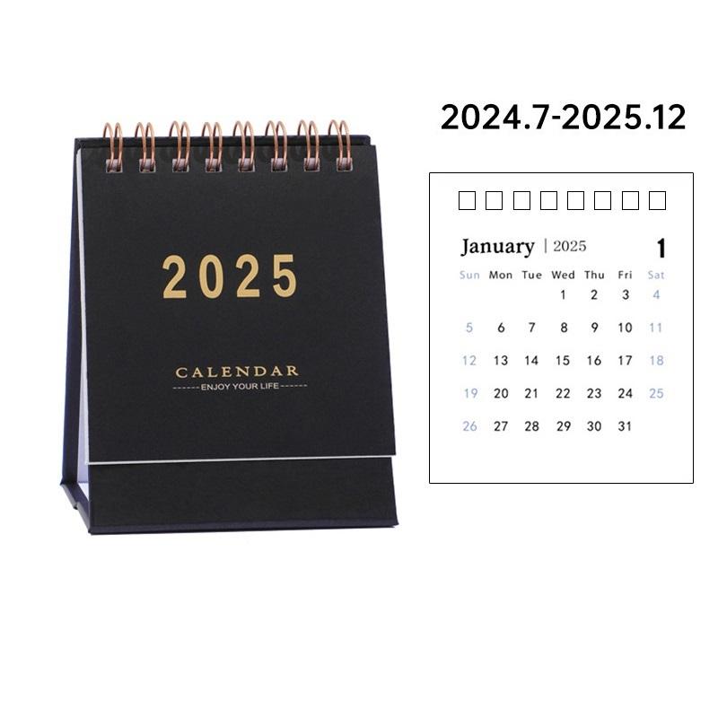 Super Mini Calendar 2025 2025 Copertă de ștanțare cu aur Stil simplu Planificator portabil de dimensiuni Accesorii pentru masă