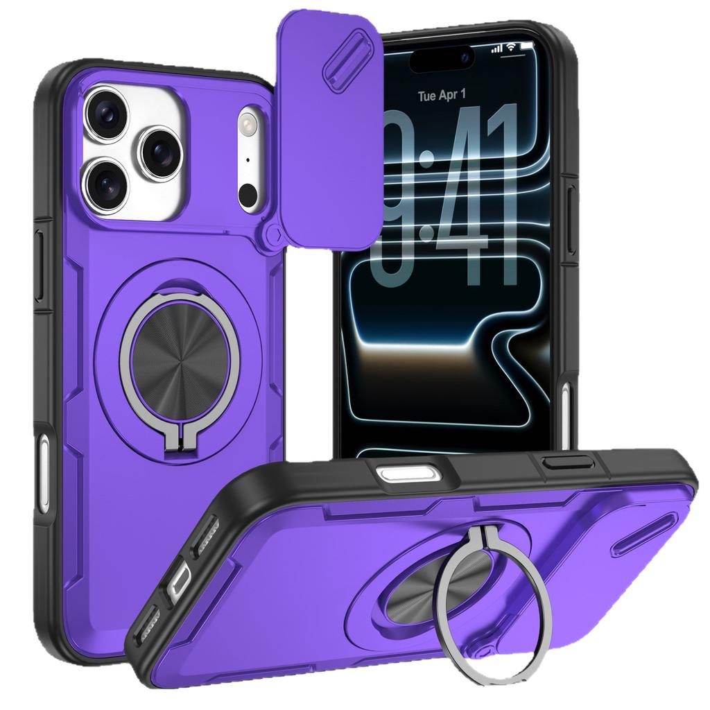 Anti-drop sliding window protective case, suitable for Apple iPhone17promax mobile phone case, magnetic suction bracket case.