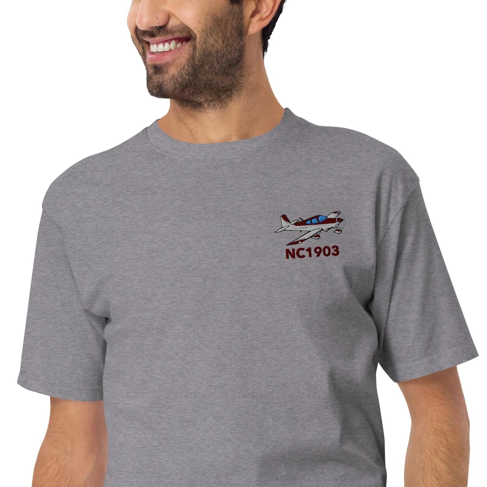 Flyboy Toys Custom Airplane Men’s Premium Heavyweight Embroidered T-Shirt 2XL