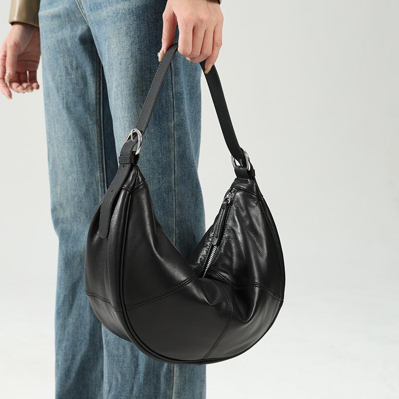 Leather women's bags, cloud bags, women's bags, niche design, underarm bags, large-capacity messenger bags, women's versatile bags