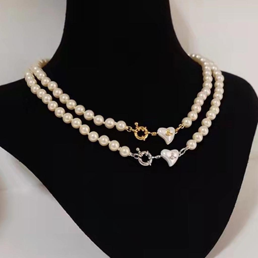 Empress Dowager's Pearl Saturn Necklace & Luxe Stud Earrings Set