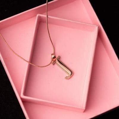 Rose Gold Letter J Pendant Necklace For Women/Girls