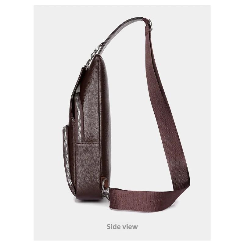 Men's PU Leather Chest Bag - Large Capacity Crossbody Sling Bag,Shoulder Bag, Adjustable Shoulder Strap for Travel & Outdoor Use