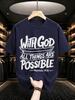 2026 New Cotton Tshirt With Christian Bible Verse Print Casual Crew Neck Short Sleeve Top