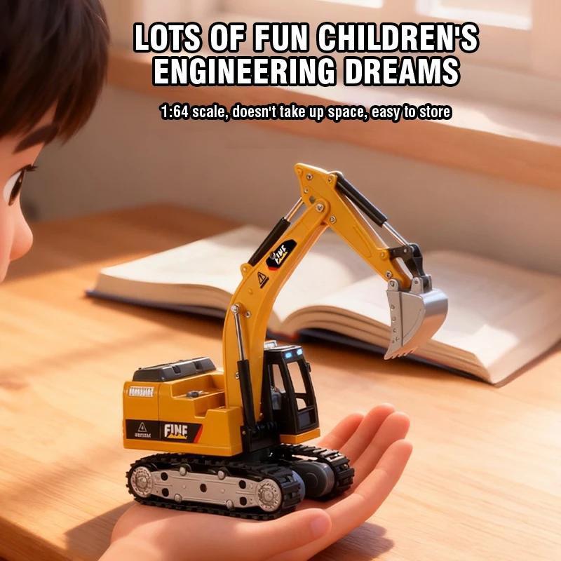 Non-Toxic Desktop Mini Rc Excavator 1/64 Rc Car Remote Control Truck Engineering Vehicle Toy Trucks Children Toys Children Kid Christmas Gifts